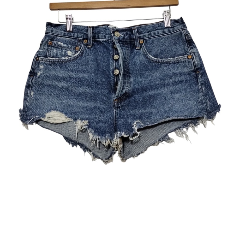 AGOLDE Parker Vintage Cut-Off Denim Shorts Women's 28 Western Boho Button Fly